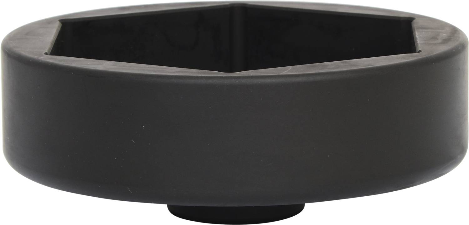 Czarny, okrągły nasadowy klucz sześciokątny, umieszczony na białym tle.