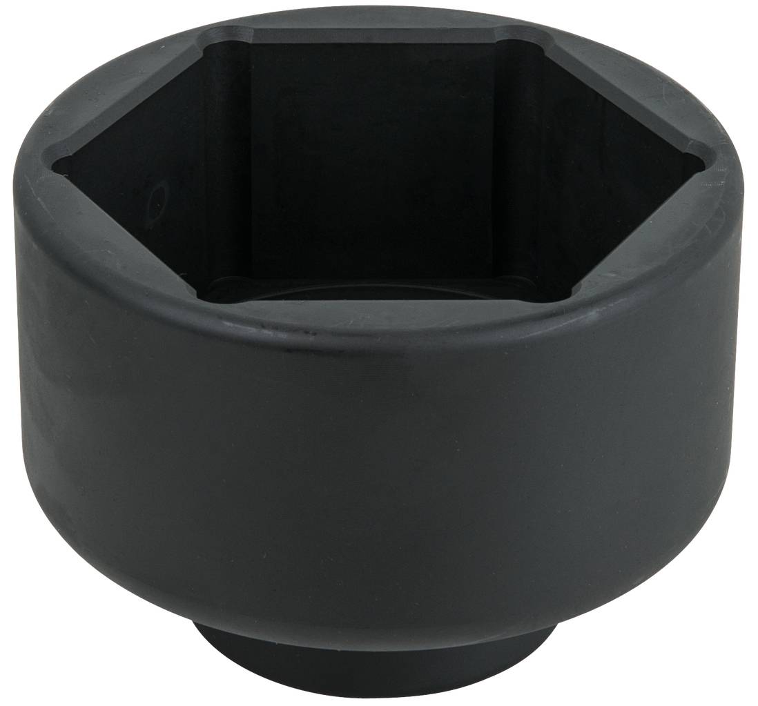 Duży, czarny sześciokątny klucz nasadowy wykonany z metalu, odpowiedni do pracy z większymi nakrętkami lub śrubami.