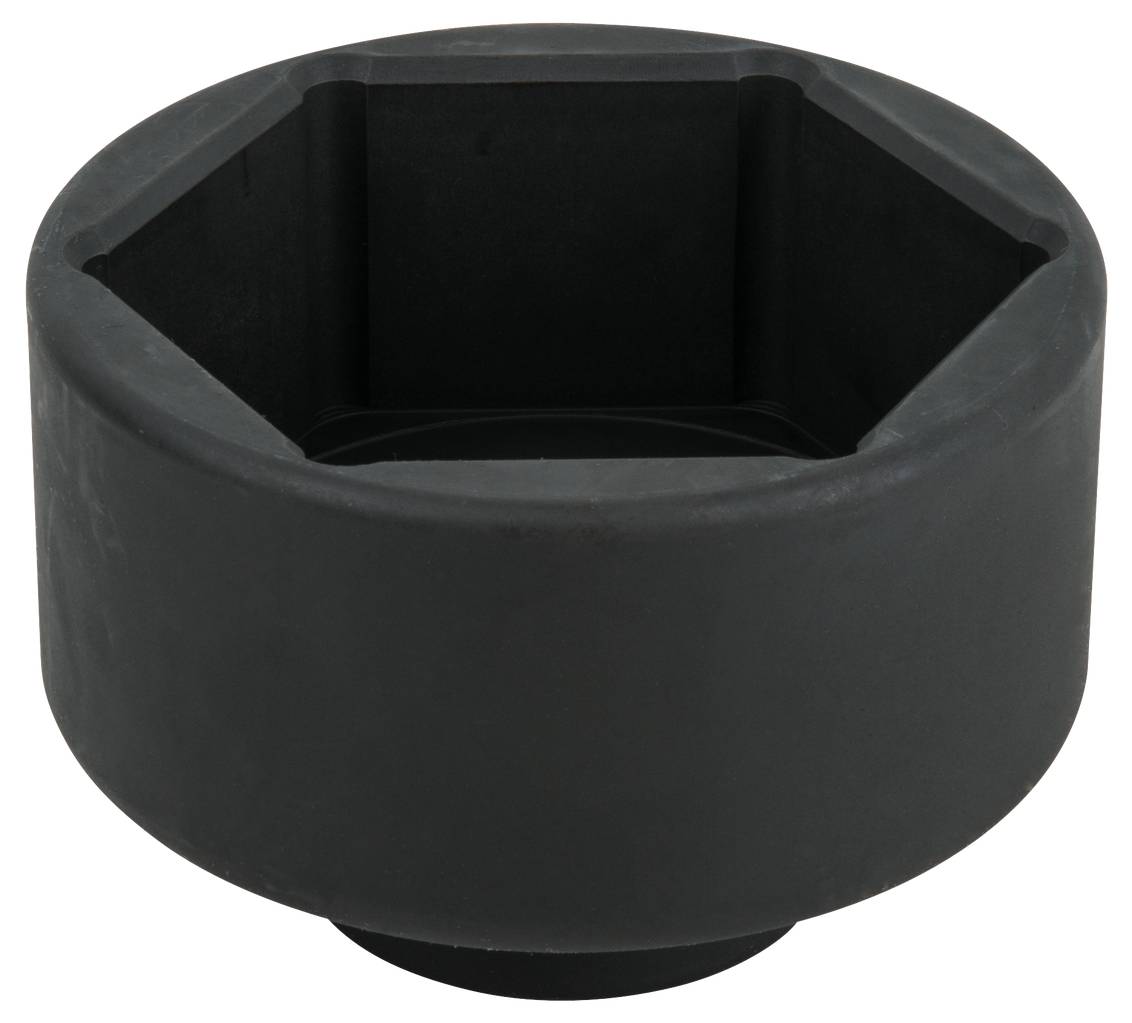 Duży, ciemnoszary klucz nasadowy z sześciokątnym otworem do mocowania nakrętek lub śrub.