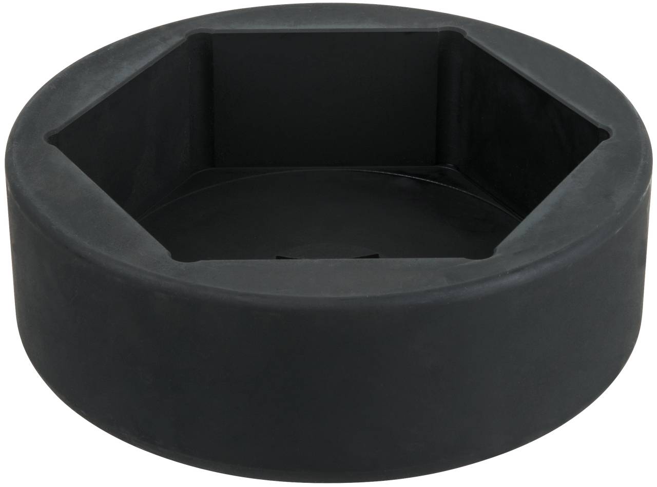 Czarny pojemnik gumowy z sześciokątnym wgłębieniem pośrodku. Odpowiedni do umieszczania uchwytek golfowych podczas wymiany.