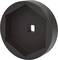 Sześciokątna zaślepka z czarnego tworzywa sztucznego z małym kwadratowym otworem pośrodku, przeznaczona do połączeń śrubowych.