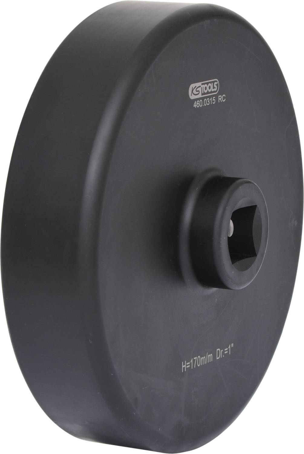 "Duży czarny adapter klucza nasadowego firmy KS Tools o wymiarach H=170 mm, D=1"."