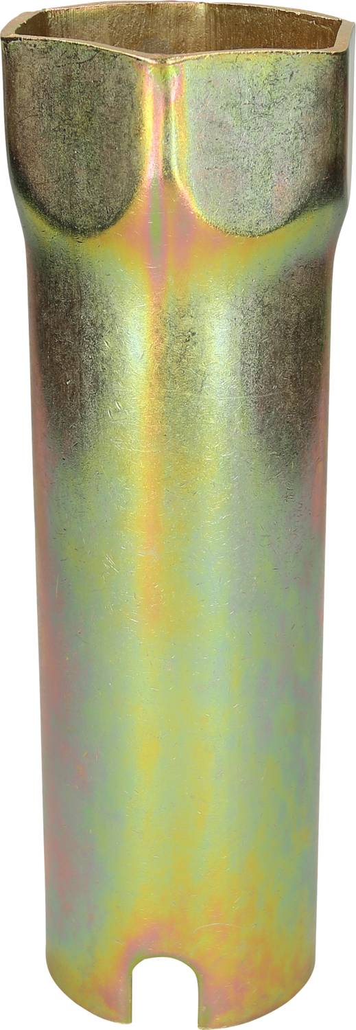 Metalowy klucz do świec zapłonowych z sześciokątnym otworem. Odpowiedni do montażu i demontażu świec zapłonowych w silnikach pojazdów.