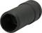 Czarny, cylindryczny element wykonany z materiału, z rowkami, prawdopodobnie łącznik lub część techniczna.