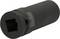 Czarna, cylindryczna wtyczka z kwadratowym otworem po jednej stronie, napis widoczny na powierzchni.