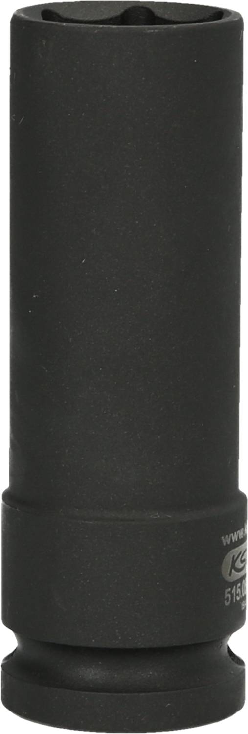 Czarny cylindryczny przedmiot, prawdopodobnie tłumik lub podobne urządzenie, na białym tle.