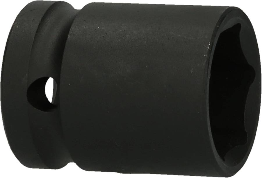 Czarny nasadowy klucz sześciokątny wykonany z metalu, używany do prac ślusarskich w połączeniu z kluczem dynamometrycznym.