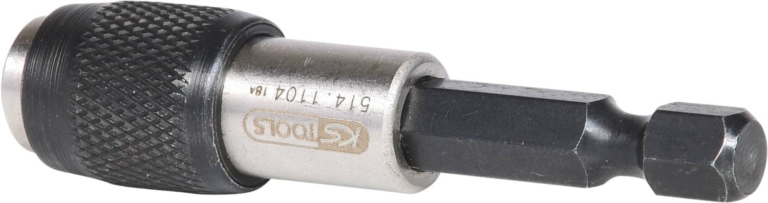 Magnetyczny uchwyt na bity firmy KS Tools, numer modelu 5 1 4 . 7 . 0 1 0 1, wykonany z metalu z czarnym uchwytem i sześciokątnym mocowaniem.