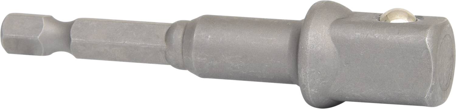 Metalowy adapter nasadowy z sześciokątnym trzpieniem i kulistym przyciskiem. Stosowany do łączenia narzędzi.