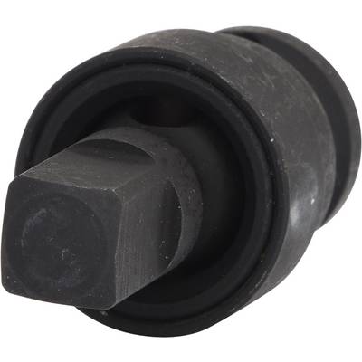 Metalowy sworzeń z sześciokątną główką i okrągłym trzonem, prawdopodobnie element większego mechanizmu lub narzędzia.