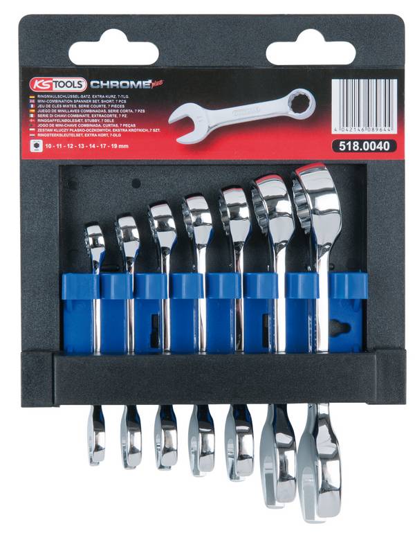 KS Tools 518.0040 5180040 Zestaw kluczy płasko oczkowych  Rozmiar klucza (metryczny) (tylko do tytułu) 10 - 19 mm