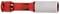 Czerwony klucz warsztatowy z białą osłoną ochronną, idealny do delikatnego odkręcania lub dokręcania nakrętek samochodowych.
