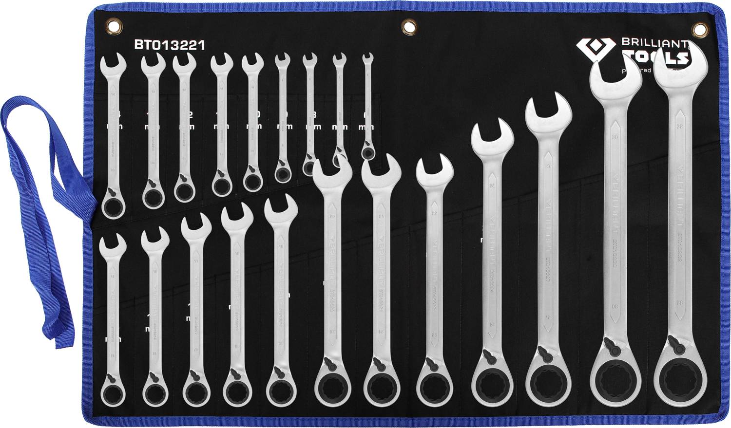 Brilliant Tools BT013221 BT013221 Zestaw kluczy płasko-oczkowych z grzechotką Rozmiar klucza (metryczny) (tylko do tytuł