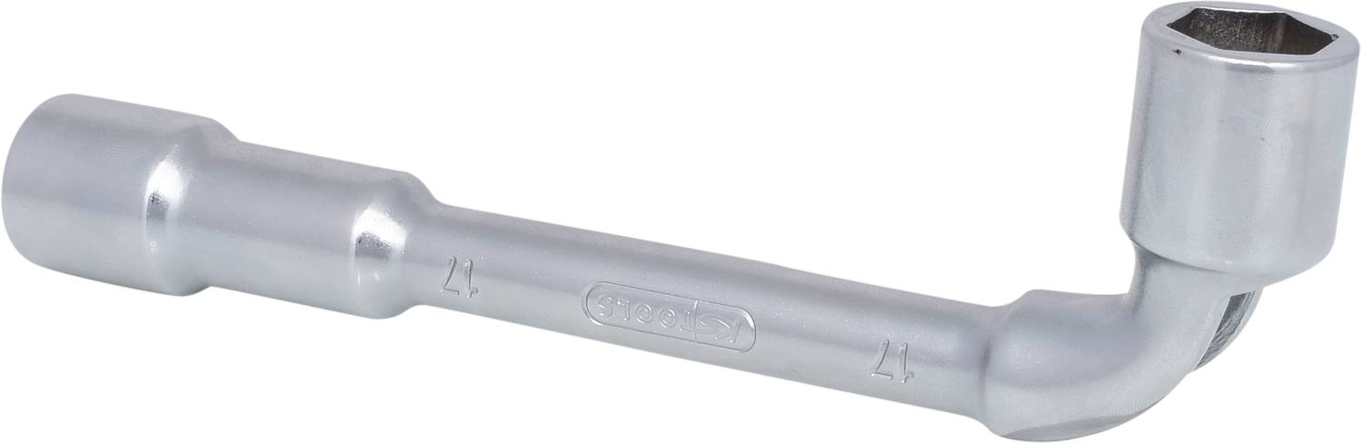 Srebrny klucz imbusowy z okrągłą główką, umożliwiający dokręcanie lub odkręcanie śrub w trudno dostępnych miejscach.