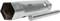 Sześciokątny klucz imbusowy w kolorze srebrnym oraz cylindryczne narzędzie metalowe leżą obok siebie na białej powierzchni.