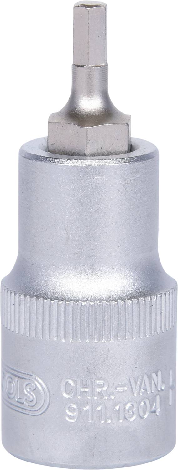 Sześciokątny bit wkrętakowy z metalu, trwale zintegrowany z srebrną nasadką, odpowiedni do narzędzi i maszyn.