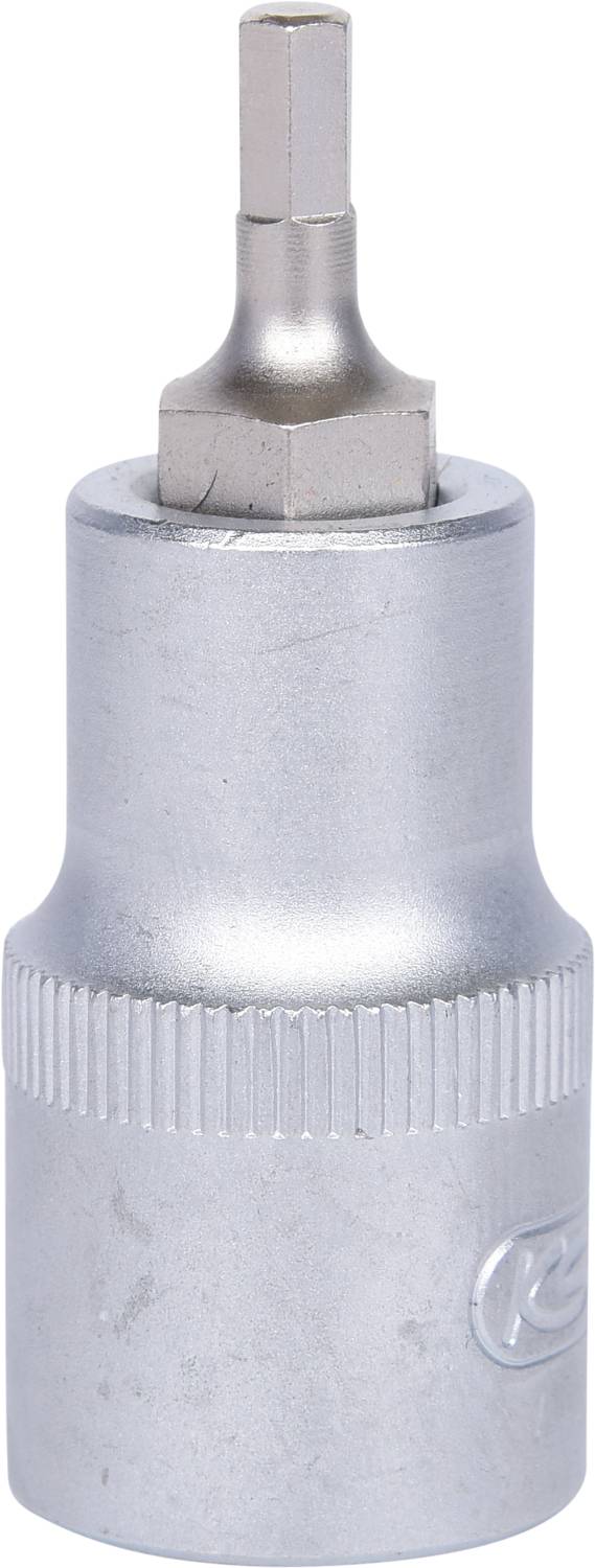 Srebrny złącz klucza z sześciokątną główką, przeznaczony do śrub Torx, stojący pionowo na białym tle.