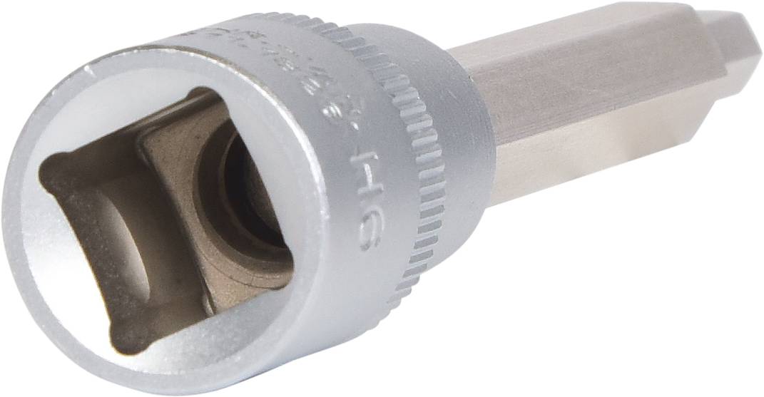 Ilustracja srebrnego klucza imbusowego (klucza sześciokątnego) z cylindrycznym uchwytem i sześciokątną główką do dokręcania śrub.