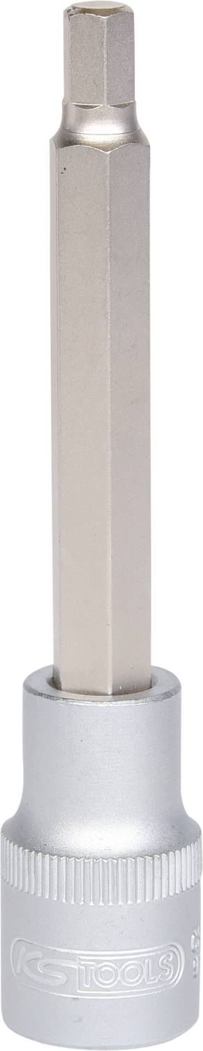 Klucz nasadowy z długą, sześciokątną końcówką metalową, przystosowany do odkręcania lub dokręcania śrub o odpowiednim kształcie główki.