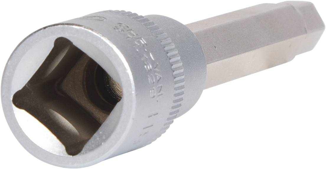 Adapter bitowy z sześciokątnym chwytem do klucza, metaliczny srebrny, odpowiedni do prac rzemieślniczych i napraw.