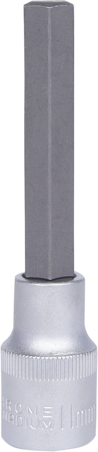 Sześciokątna metalowa nasadka klucza, umieszczona na białym tle. Narzędzie przeznaczone do użycia z zestawem kluczy nasadowych.