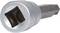 Sześciokątny klucz nasadowy z srebrną główką, przeznaczony do odkręcania lub dokręcania śrub z odpowiednimi łbami.