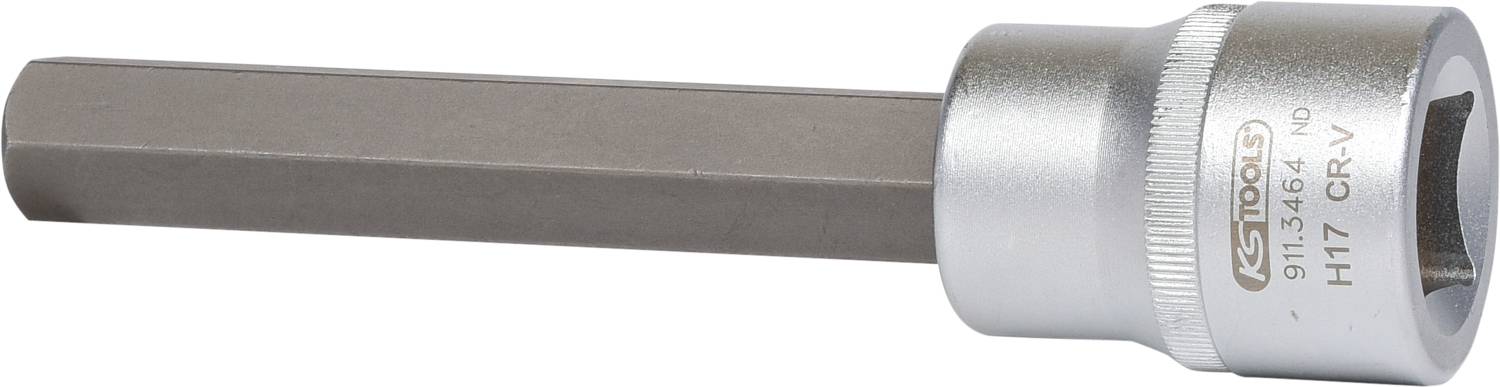 Srebrny klucz nasadowy z sześciokątnym, szarym bitem; oznaczony numerem '911364 H17 CR-V'.