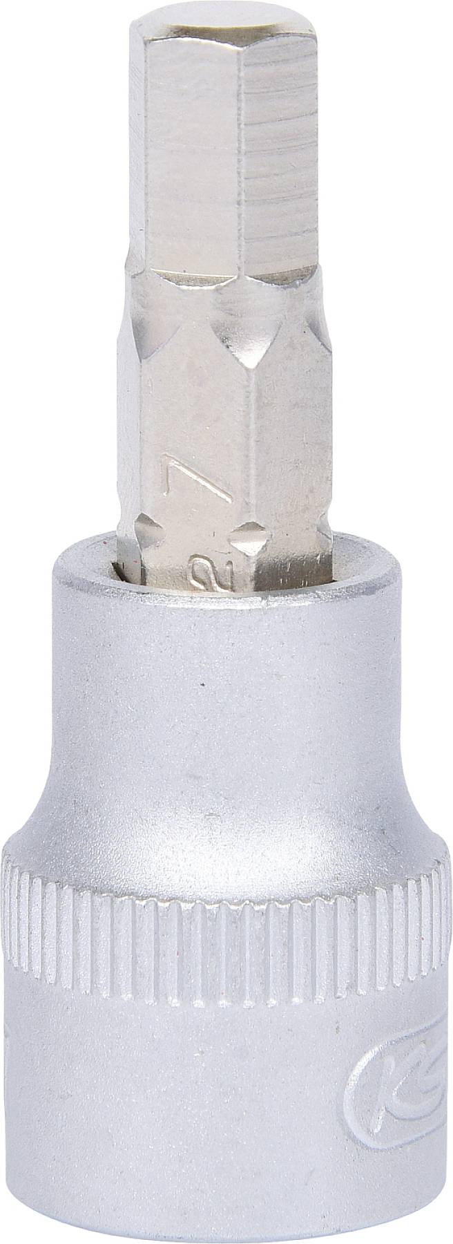 Srebrny klucz do wkrętów Torx, odizolowany na białym tle, prezentuje precyzyjne wykonanie.