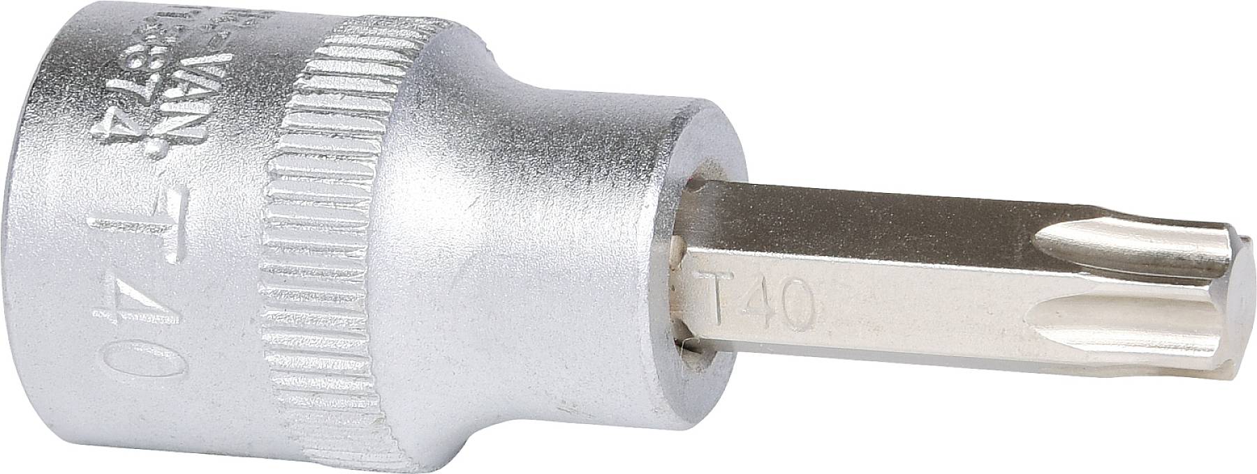 Metalowy adapter Torx z rozmiarem T40, odpowiedni do różnych zastosowań mechanicznych.