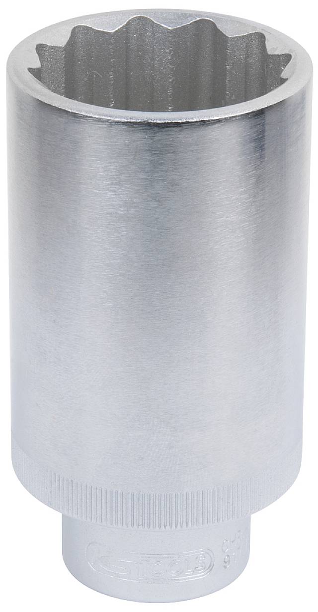 Metalowy klucz nasadowy w kształcie cylindra, odpowiedni do zastosowań z grzechotką.