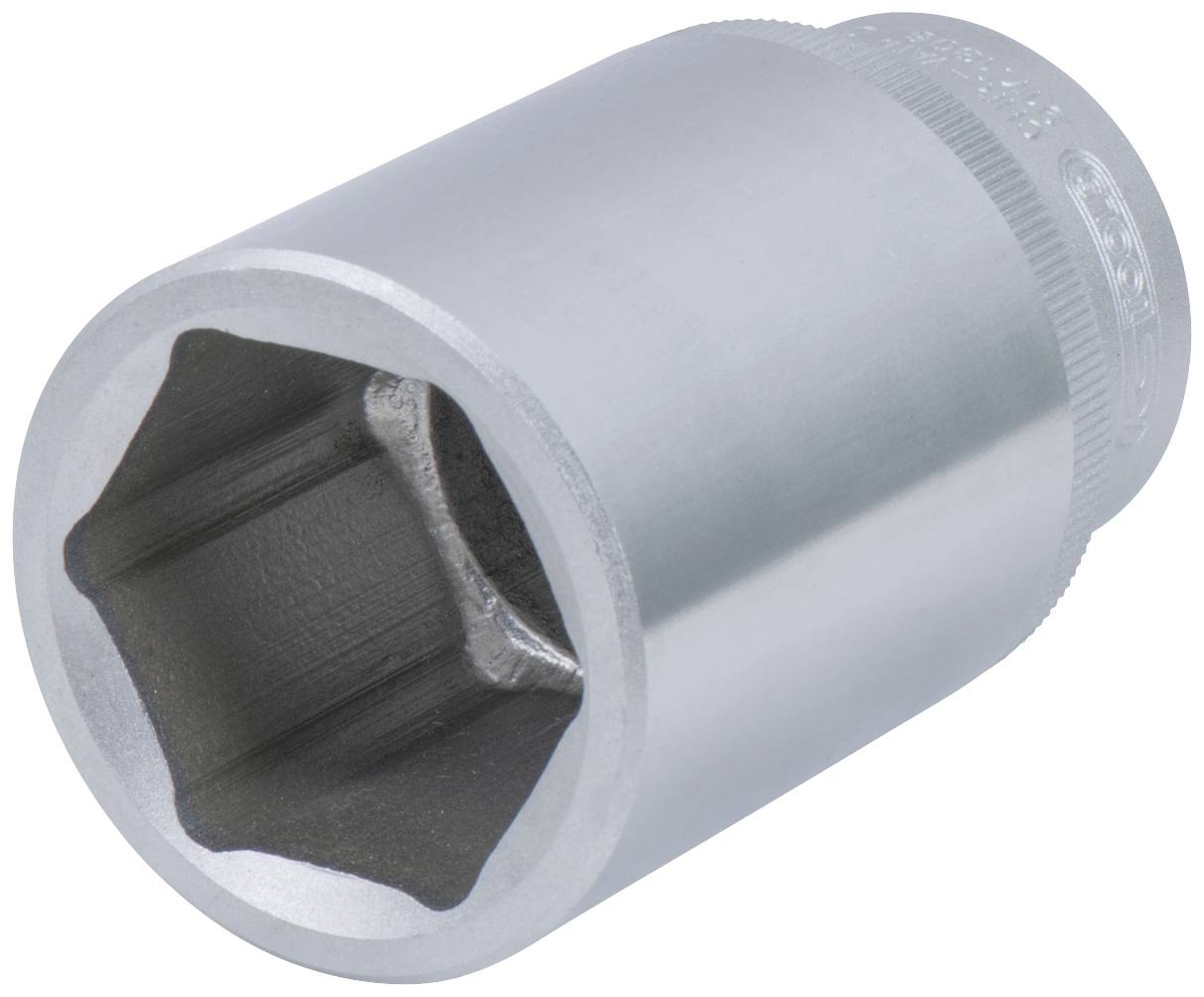 Sześciokątna nasadka metalowa przeznaczona do użycia z zestawem kluczy nasadowych.