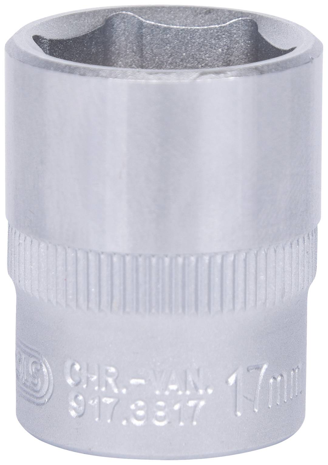 Nasadka klucza na metal o średnicy 17 mm, z ryflowaną strefą uchwytu, oznaczona napisem 'CHR-VAN 17mm 9173817'.