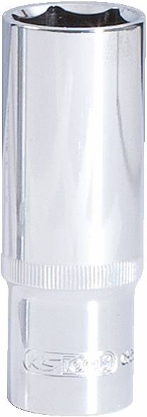 Metalowy nasadowy klucz nasadzany o kształcie cylindrycznym, srebrzyście błyszczący, z ryflowaną strefą uchwytu, przeznaczony do użytku narzędziowego.