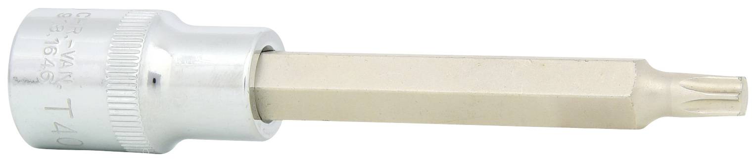 Końcówka Torx z główką T40. Trzpień jest sześciokątny i wykonany z metalu. Idealna do precyzyjnych prac ślusarskich.