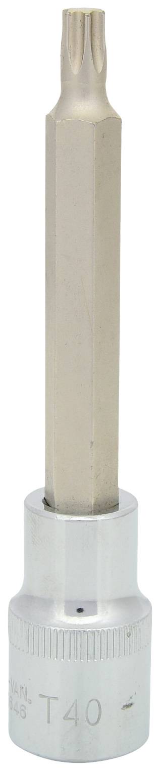 Metalowy bit Torx T40, stosowany do wkrętów z sześciokątną główką Torx.
