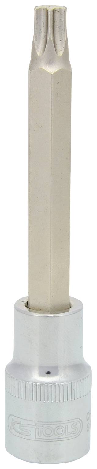 Metalowy bit Torx z sześciokątnym trzpieniem, przeznaczony do połączeń śrubowych.