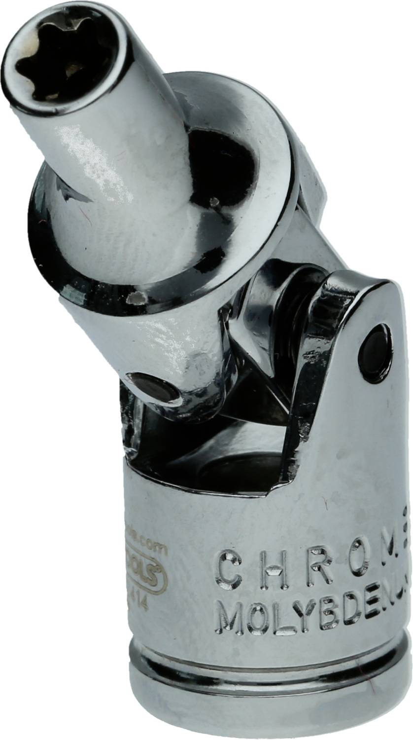 Chromowany uniwersalny adapter przegubu do kluczy nasadowych wykonany ze stali molibdenowej, umożliwiający elastyczne połączenie podczas prac śrubowych.
