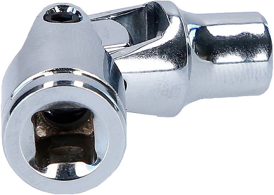 Metalowy, regulowany uniwersalny adapter klucza, przydatny podczas napraw i prac montażowych w trudno dostępnych miejscach.