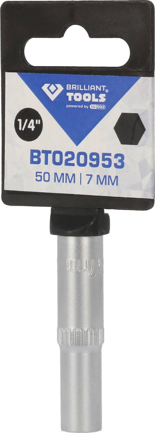 Klucz nasadowy z uchwytem, marka 'Brilliant Tools', długość 50 mm, rozmiar 7 mm, napęd 1/4''.