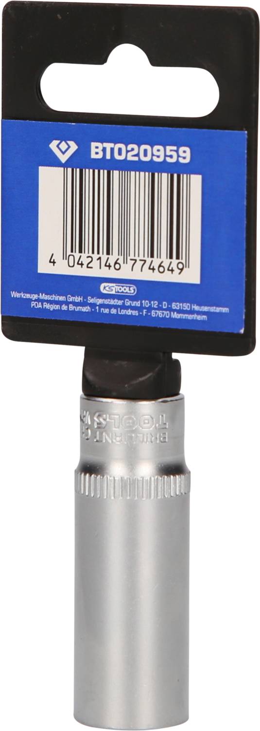 Klucz metalowy ze śrubą z kodem kreskowym na niebieskiej etykiecie, numer artykułu 'BT020959', odpowiedni do zastosowań technicznych.