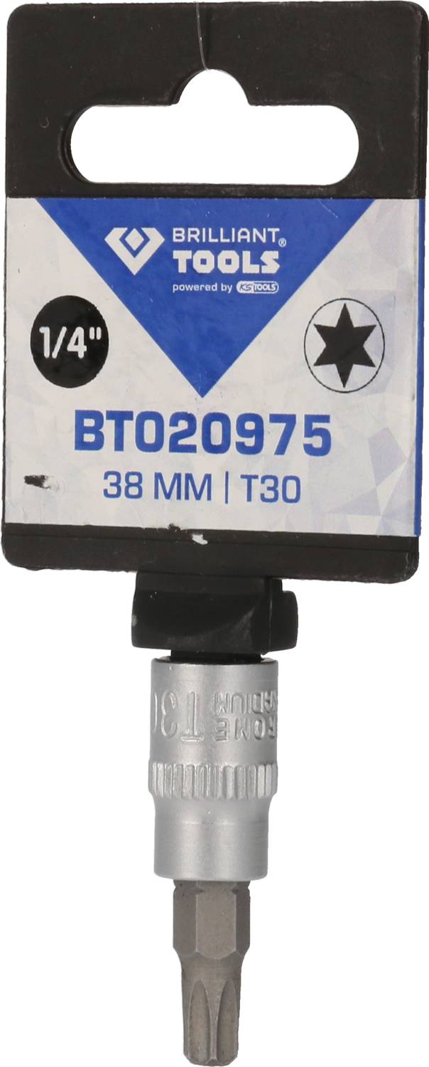 Bit z uchwytem, rozmiar 1/4'', typ T30, długość 38 mm, marka 'Brilliant Tools'.