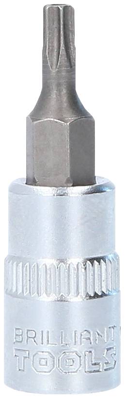 Srebrny bit wkrętakowy z grawerem 'Brilliant Tools' na trzpieniu, przeznaczony do wkrętów Torx.