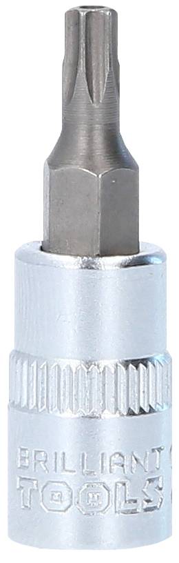 Metalowy bit z sześciokątną podstawą, grawerowany napisem 'BRILLIANT TOOLS', przedstawiający gwiazdkowaty łeb do prac śrubowych.