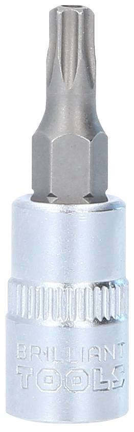 Wkrętak precyzyjny z srebrnym uchwytem i sześciokątną główką Torx, odpowiedni do precyzyjnych prac. Nazwa marki na uchwycie.