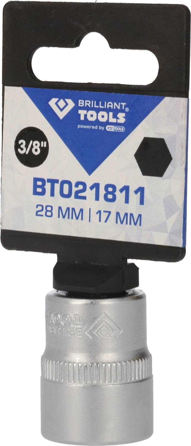 Klucz nasadowy z napędem 3/8 cala, 'BT021811', rozmiar: 28 mm | 17 mm, firmy Brilliant Tools. Odpowiedni do zastosowań mechanicznych.