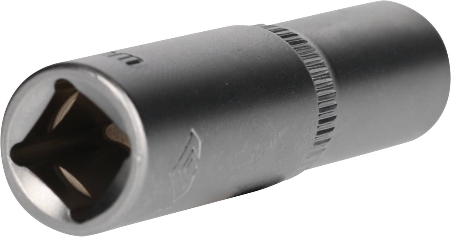 Srebrny sworzeń blokujący w kształcie cylindra z kwadratowym chwytem, stosowany w kluczach nasadowych.