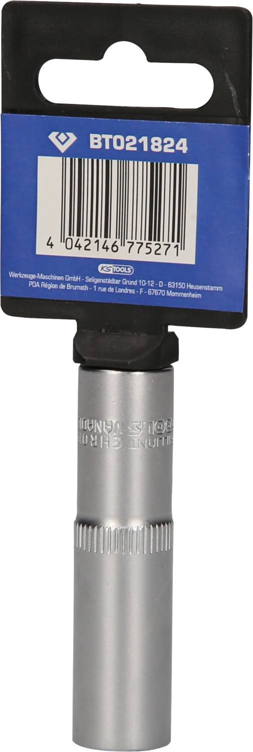 Srebrne narzędzie rowerowe w niebieskim opakowaniu z kodem 'BT021824'. Odpowiednie do konserwacji i naprawy rowerów.