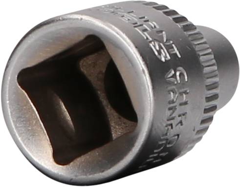 Metalowa nakrętka sześciokątna z kwadratowym otworem. Stosowana w naprawach samochodowych lub mechanicznych.