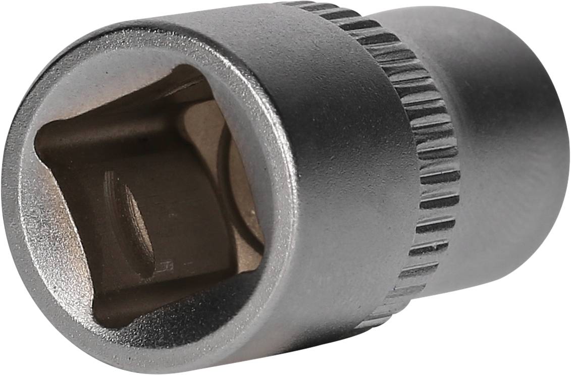 Metalowa nasadka w kształcie cylindra z żebrowanym uchwytem, przeznaczona do zamocowania na kluczu nasadowym.