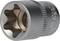 Na ilustracji przedstawiona jest srebrna nasadka z dwunastoma zębami, używana do dokręcania lub odkręcania śrub za pomocą klucza nasadowego.